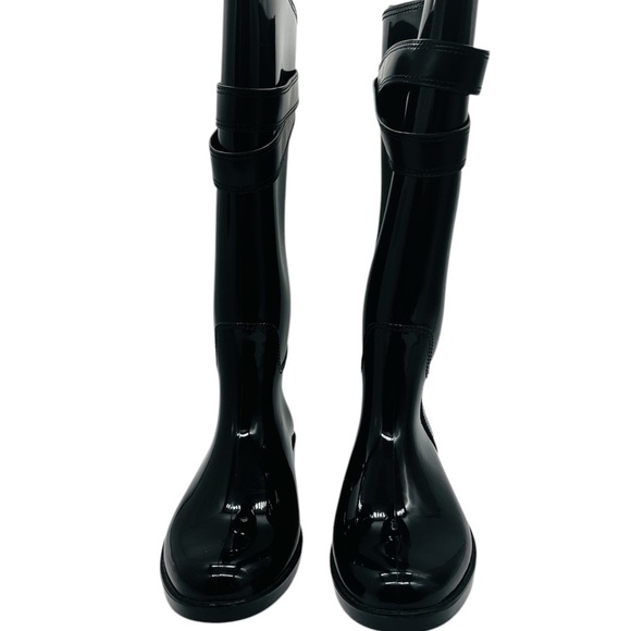 COACH TARA TALL BLACK GLOSSY RUBBER RAIN BOOTS SIZE 11 - Picture 4 of 12